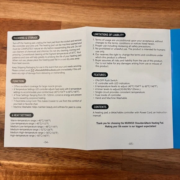 NIUONSIX Heating Pad for Neck and Shoulders Weighted 6 Heat Settings Timer New - Picture 7 of 9